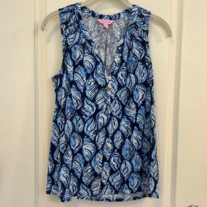 Lilly Pulitzer Essie Tank, Blue Conch Shell, size small